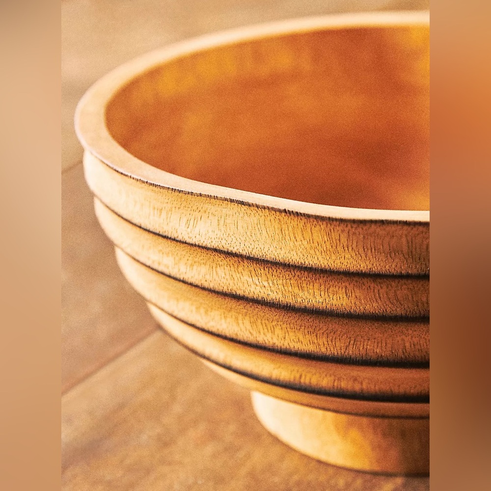 New Anthropologie Samba Tropical Hardwood Serving Bowl - Picture 3 of 5